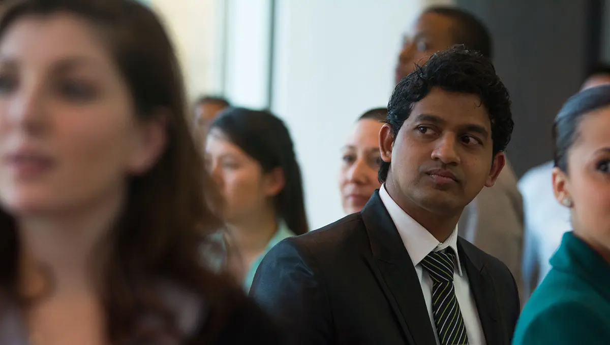Students wait for the dinner to begin at the Career & Co-op Center's Dine & Dress for Success event.