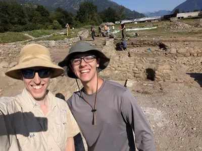 Archaeological site at Argentum near Lienz, Austria: walls, rocks and rubble.
