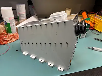 Image shows a multi-channel camera designed and built at UMass Lowell