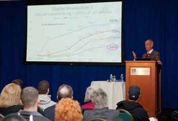 Lee Rainie presented Pew Foundation research on the social impacts of the Internet at the first Provost Speaker lecture. Photo by Anne Ruthmann
