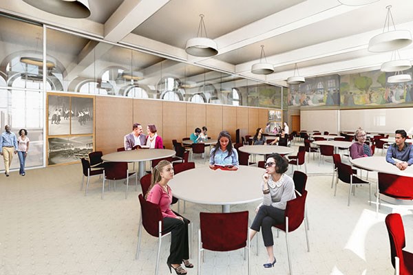 Architect's rendering of the new event space in Coburn Hall, UML