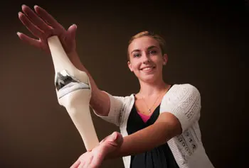 Senior plastics engineering major Antonia Gruning is designing knee implants at her co-op job at medical device company ConforMIS. Ed Collier photo
