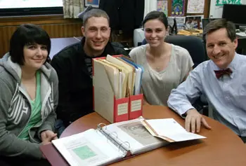 Ashley Long, Derek Winslow, Meghan Chapman and Prof. Christopher Carlsmith are about to begin archiving decades of correspondences related to the New England Renaissance Conference.