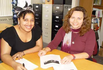 Senior Sociology major Danielle Cole, left, is working on research directed by Psychology Asst. Prof. Jana Sladkova about the effects of deportation on immigrant children.
