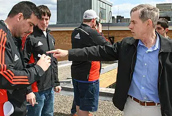 Prof. Frank Colby conducts a dry run with his students.