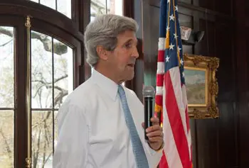 Sen. John Kerry, chair of the U.S. Senate Foreign Relations Committee, spoke to students in a class taught by Chancellor Marty Meehan.