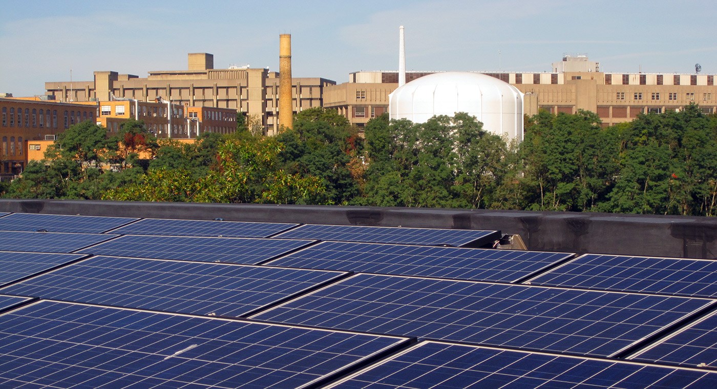 Solar panels atop Leitch Hall.