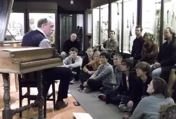 Music students and faculty toured the MFA musical instrument collection with curator Darcy Kuronen.