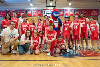 Student leader Todd Borchers, front left, will bring his Pinkerton Astros to Costello Gym for Special Spirit 2012.