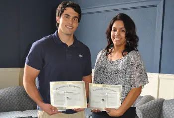 Graduate student Michael Dellogono and junior Karina Cruz are winners of the first Student Employee of the Year awards.