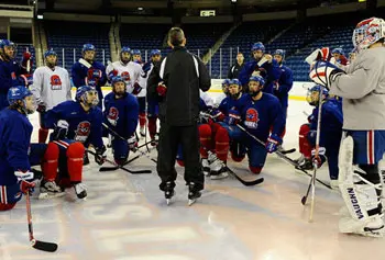 Norm Bazin, at center, has led UMass Lowell to an N.C.A.A. tournament berth in his first year as the team's coach.