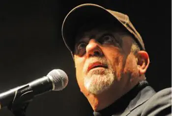 Billy Joel on stage at UMass Lowell's Durgin Hall last night.