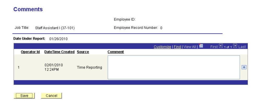 Screen grab of HR Direct website showing where the comment field is.