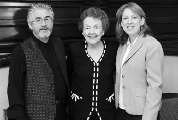 Mary Jo Leahey, founder of the Mary Jo Leahey Symphonic Band Camp at UMass Lowell, center, joins composer James&nbsp;Hosay and camp Executive Director Deb Huber in 2009. Huber wrote the score to "Reminiscent Rhapsody: New York&nbsp;1932" in Leahey's honor. Hosay directed the world-premiere performance by high-school musicians at the camp that&nbsp;summer.