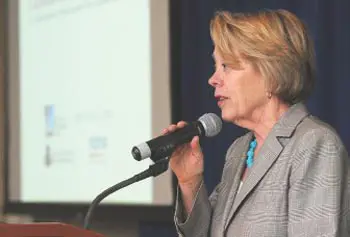 U.S. Rep. Niki Tsongas speaks Tuesday during a nanotechnology forum at the UMass Lowell Inn and Conference Center. She said she expects the field to bring forth "a wide array of innovative game-changers in the years ahead."