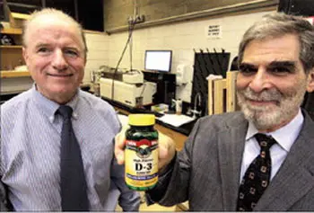 UMass Lowell professors Eugene Rogers, left, and Garry Handelman are studying ways to more accurately determine levels of vitamin D in a person&rsquo;s blood.