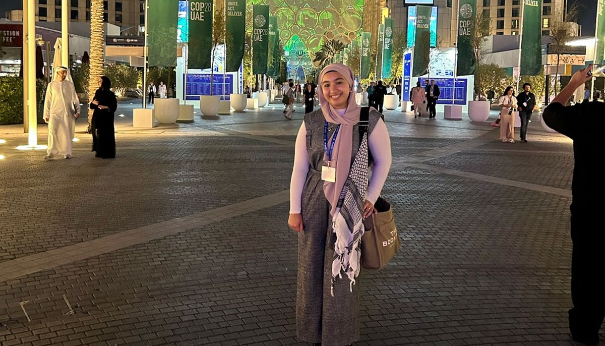 Aya Oulal in Dubai while attending the COP28 summit.