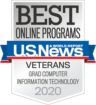 U.S. News & World Report badge for Best Online Graduate Computer Information Technology program for veterans