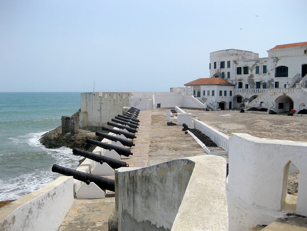 Castle with cannons on Ghana coast.