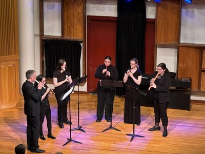 Members of UMass Lowell Early Music Ensemble perform