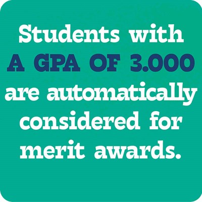 Students with a GPA of 3.000 are automatically considered for merit awards.