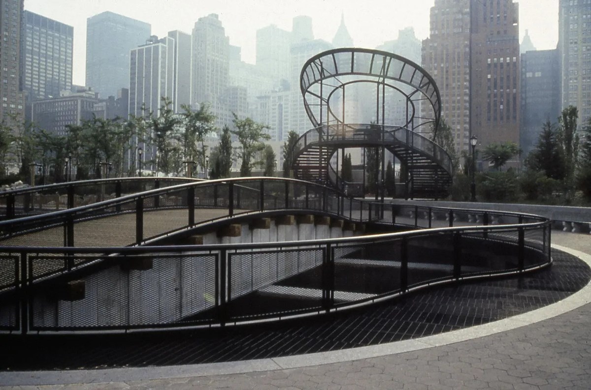 Metal railings and structures in New York City's Battery Park