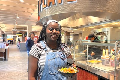 Business student Serena Eliscar in the dining hall