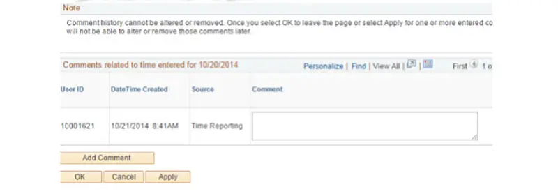 Screen grab of HR Direct website showing where the comment field is.