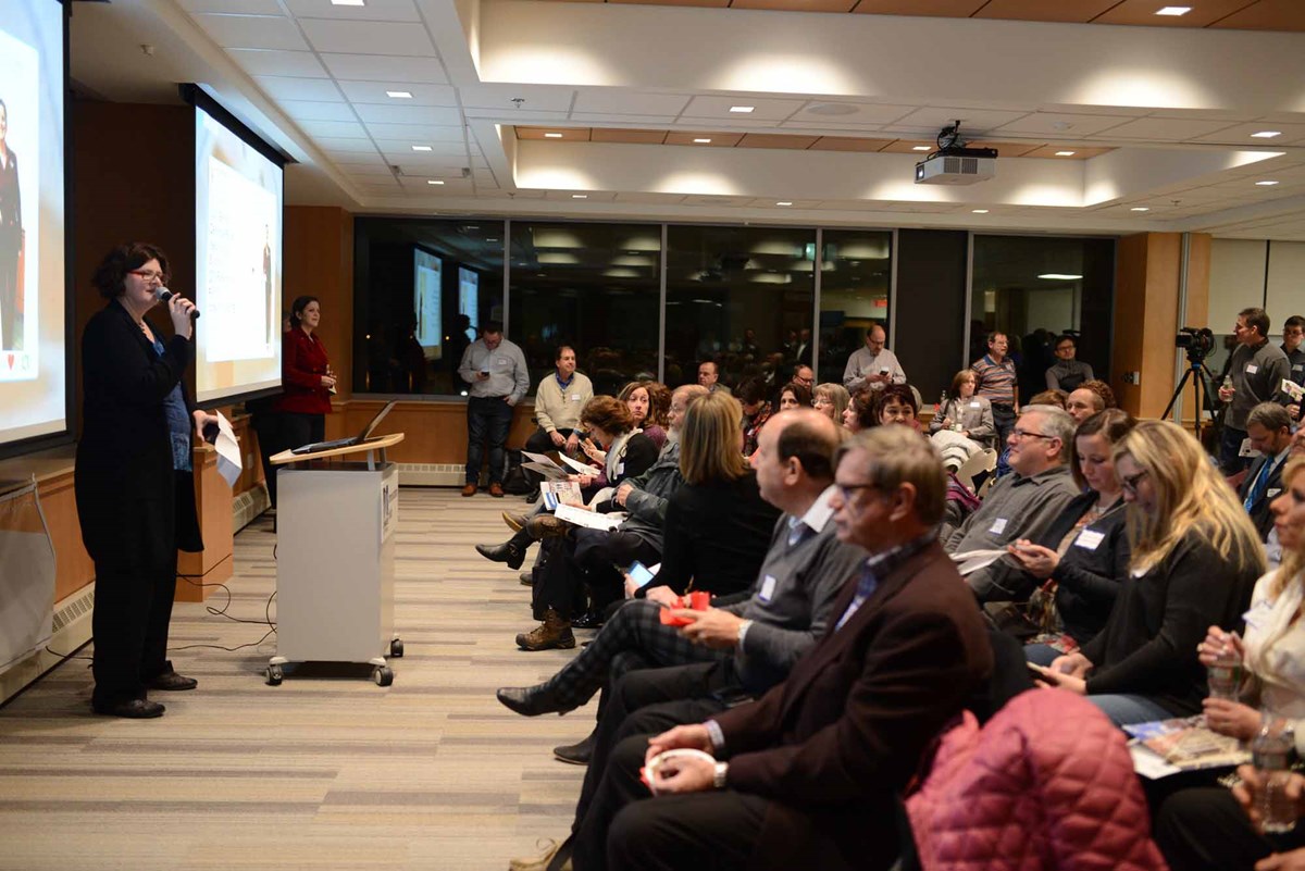 Bobbie Carlton, shown here at a previous Mass Innovations Night, leads a May 8 workshop at iHub Haverhill.