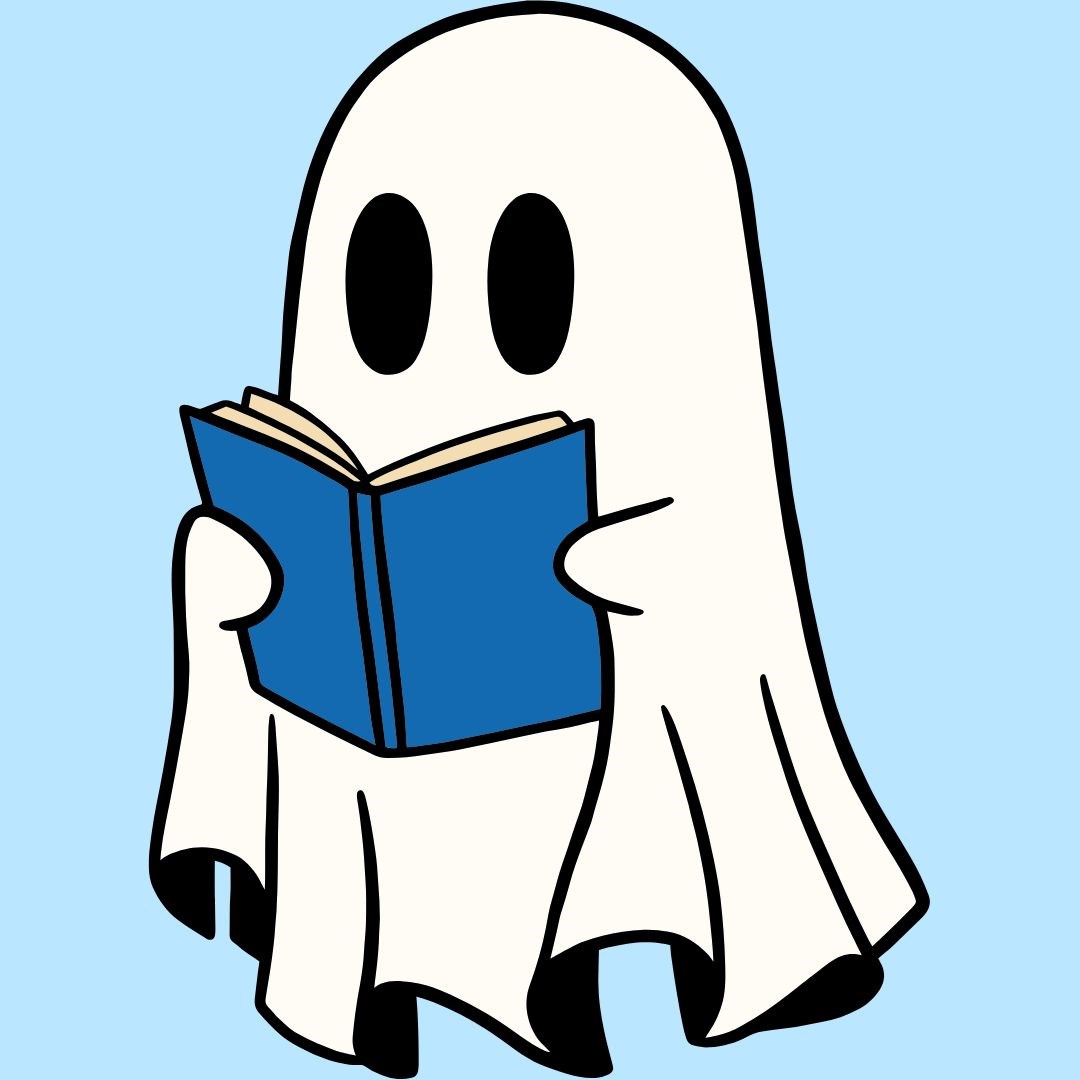 Ghost reading a book.