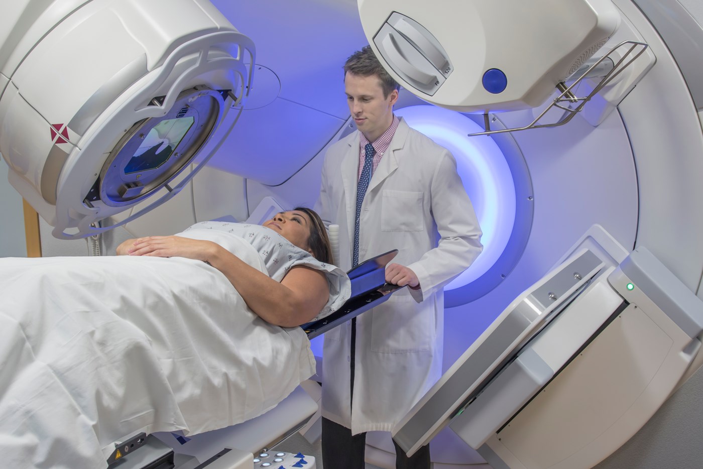 Patient is prepared for image-guided radiation therapy.