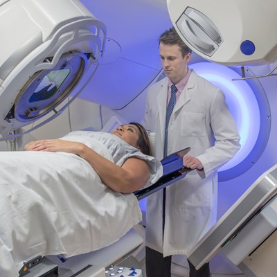 Patient is prepared for image-guided radiation therapy.