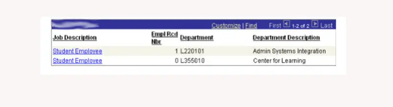 Screengrab showing Job Description (Student Employee) and the Department Description.