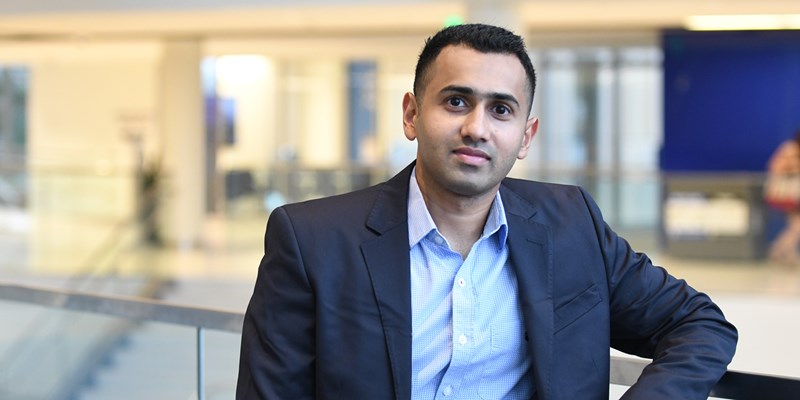 Portrait shot of Rohann Nair in the Pulichino Tong Business Center