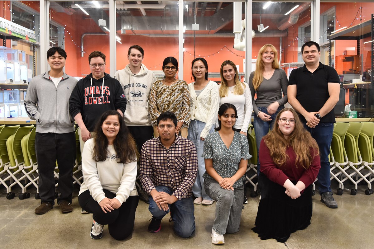 Front row, from left: Pooja Lakhane, Ahmer Shehzad, Surbhi Mavi and Alexandria Williams Back row, from left: Andrew Gonzales, Andrew Lauzon, Matthew Drew, Gayathri Boopathy, Emi Aoki, Maria Eduarda Torres Gouveia, Flannery Williams and Mert Gezek