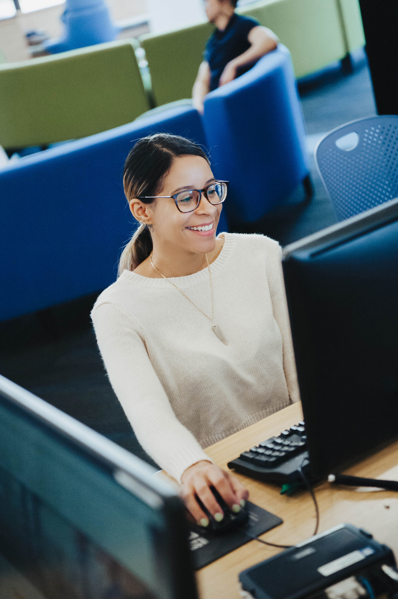 student on computer