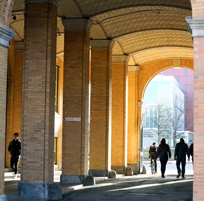 students walk through Southwick Hall entryway